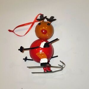 Metal skiing Reindeer Christmas ornament